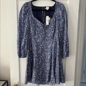 NWT J.Crew x Liberty Blue Paisley Long Sleeve Dress - Size 8